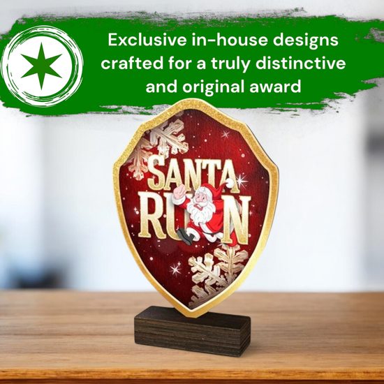 Arden Dasher Santa Run Real Wood Shield Trophy