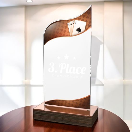 United Playing Cards Acrylic Wood Fusion Trophy