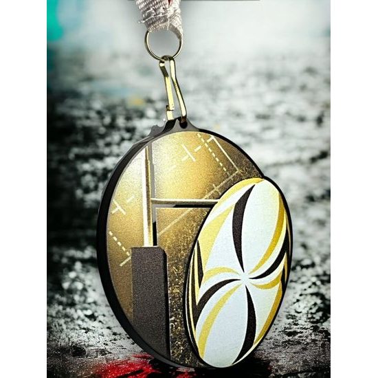 Rincon Classic Rugby Black Acrylic Medal