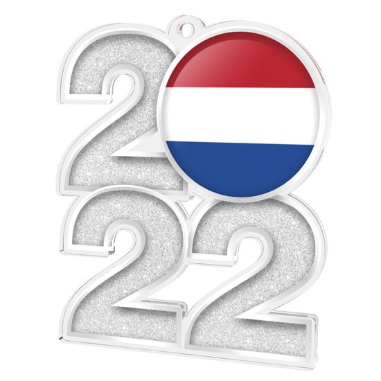 Netherlands Flag Silver Acrylic 2022 Medal