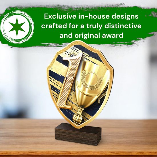 Arden First Place Real Wood Shield Trophy