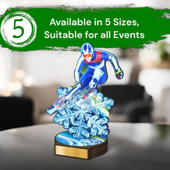 Grove Downhill Skiing Real Wood Trophy