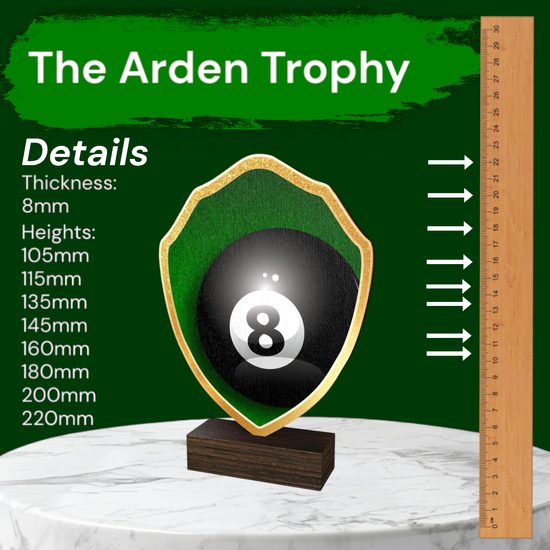 Arden Pool Real Wood Shield Trophy