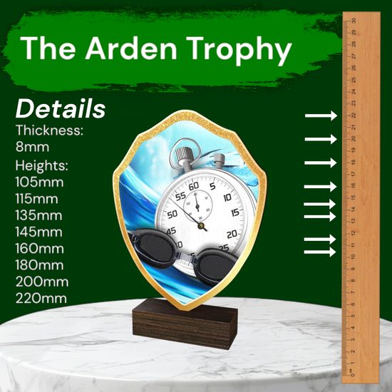 Arden Swimming Real Wood Shield Trophy