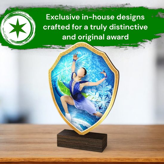 Arden Figure Skating Real Wood Shield Trophy