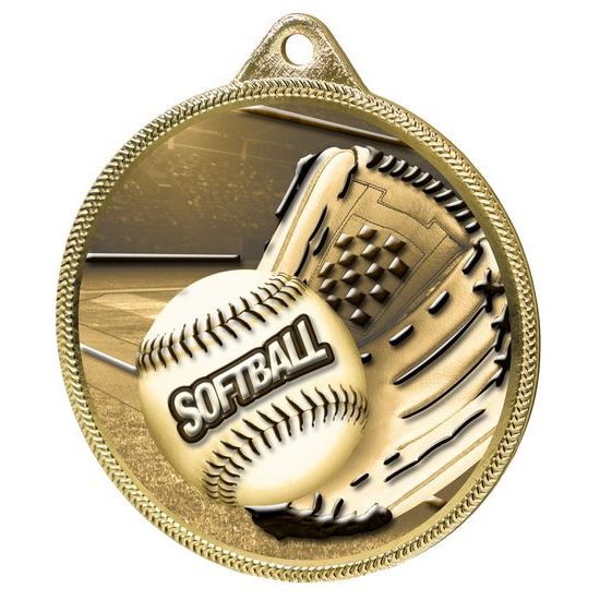 Softball Classic Texture 3D Print Gold Medal