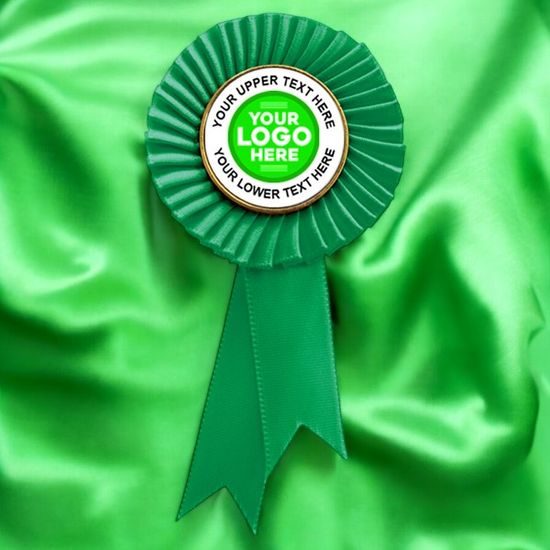 Mini Green Satin Feel Logo Rosette