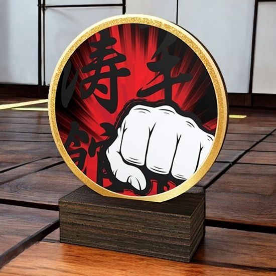 Holt Colour Martial Arts Fist Real Wood Trophy