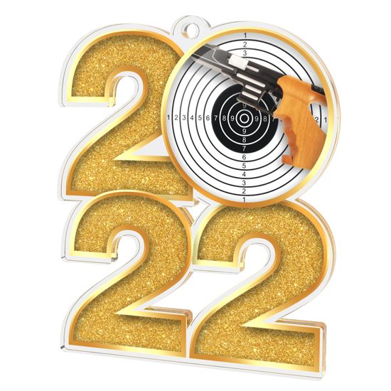 Shooting Pistol 2022 Gold Acrylic Medal