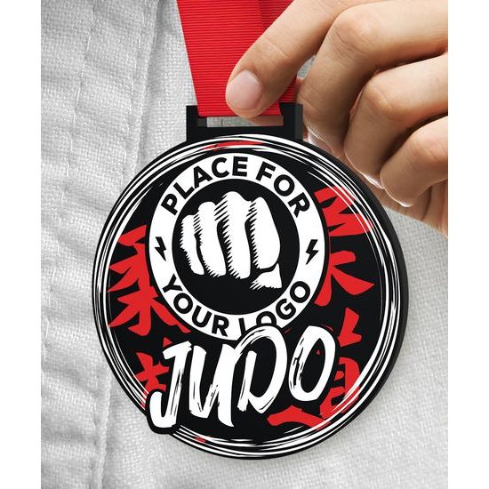 Giant Judo Black Acrylic Logo Medal