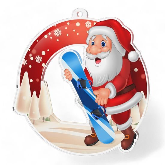 Snowy Father Christmas Snowboard Medal