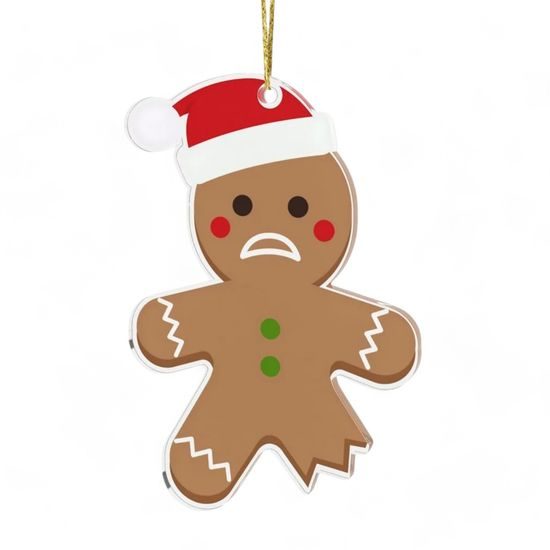 Funny Gingerbread Man Printed 2D Bauble