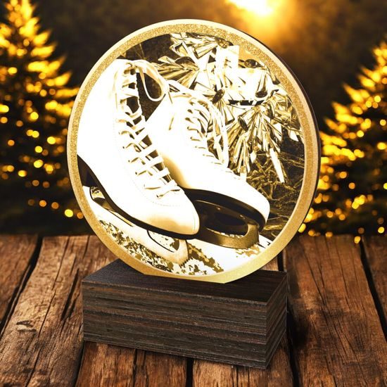 Holt Classic White Ice Skates Real Wood Trophy