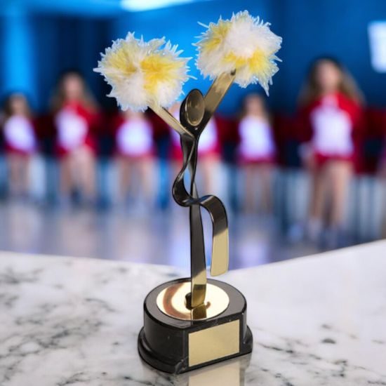 Castille Cheerleader Pom Poms Handmade Metal Trophy
