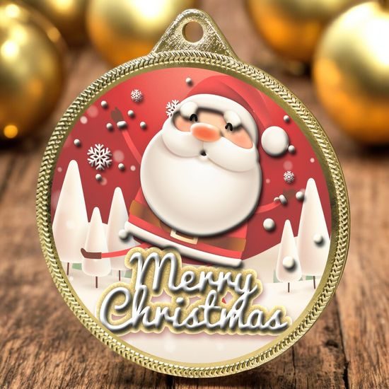 Sparkle Merry Christmas Texture Print Full Colour Medal
