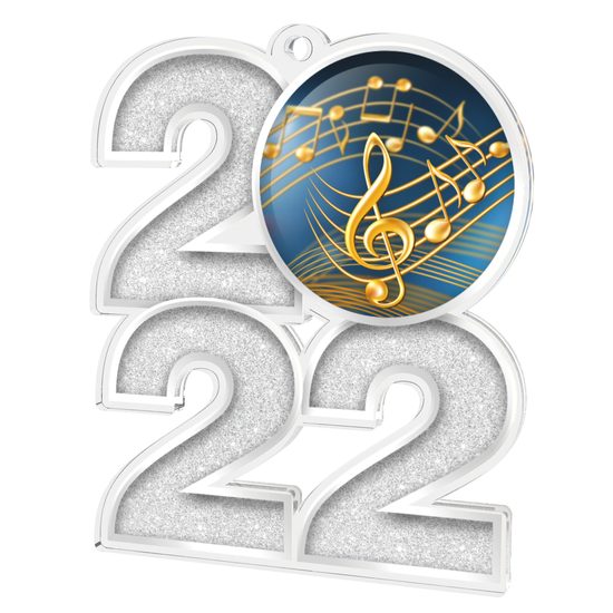 Music Notes 2022 Silver Acrylic Medal