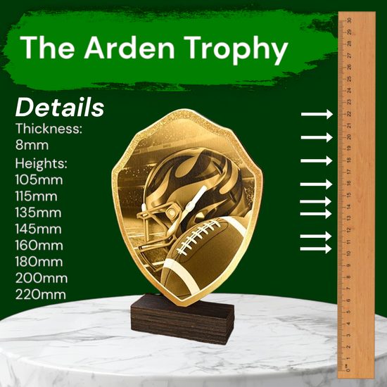 Arden Classic American Football Real Wood Shield Trophy