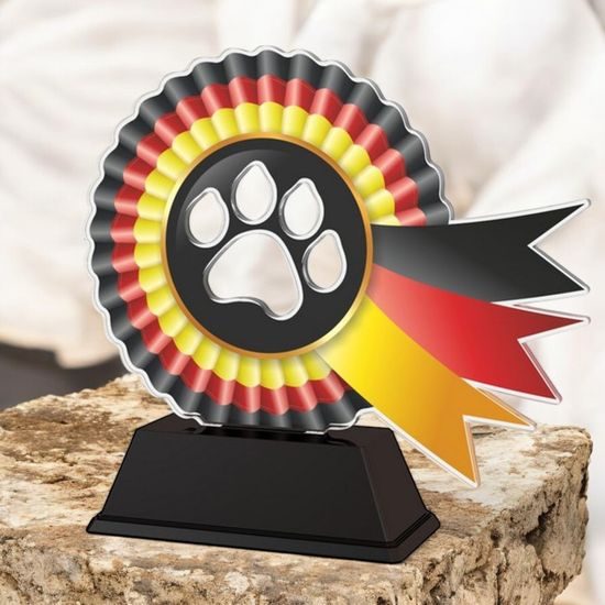 Marley Paw Print Red/Black/Yellow Rosette Award