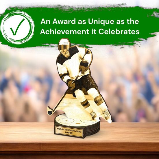 Grove Classic Ice Hockey Player Real Wood Trophy