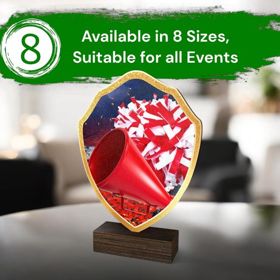 Arden Cheerleading Real Wood Shield Trophy