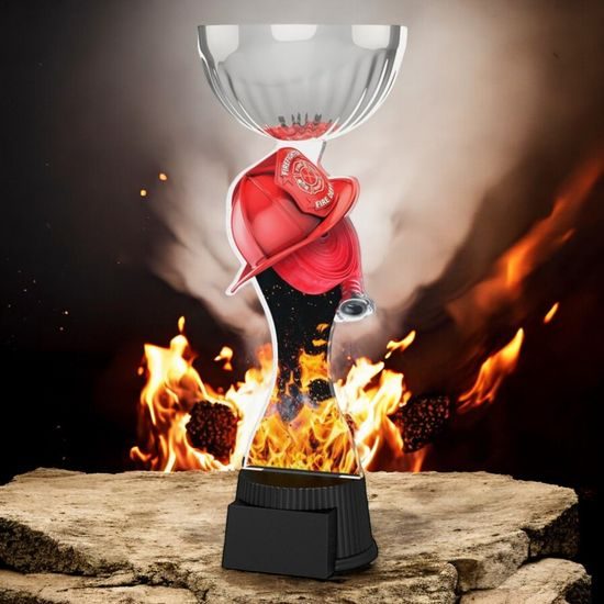 Montreal Firefighter Helmet and Hose Silver Cup Trophy