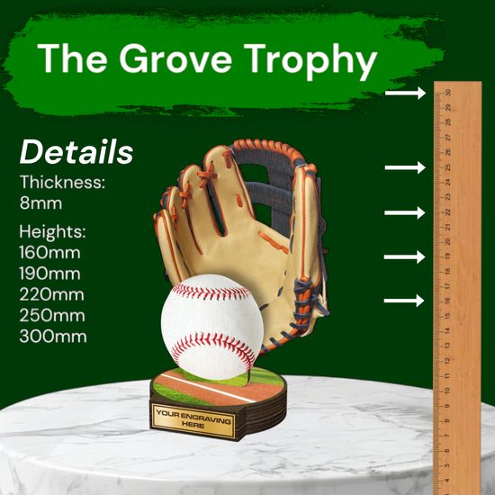 Grove Baseball Real Wood Trophy