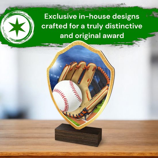 Arden Baseball Real Wood Shield Trophy