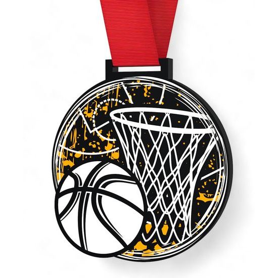Giant Basketball Black Acrylic Medal