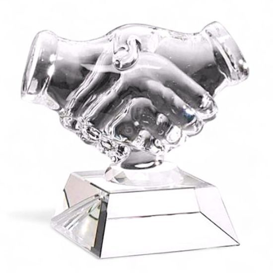 Crystal Engraved Handshake Award