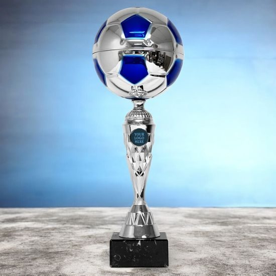 Merida Silver and Blue Metal Football Trophy