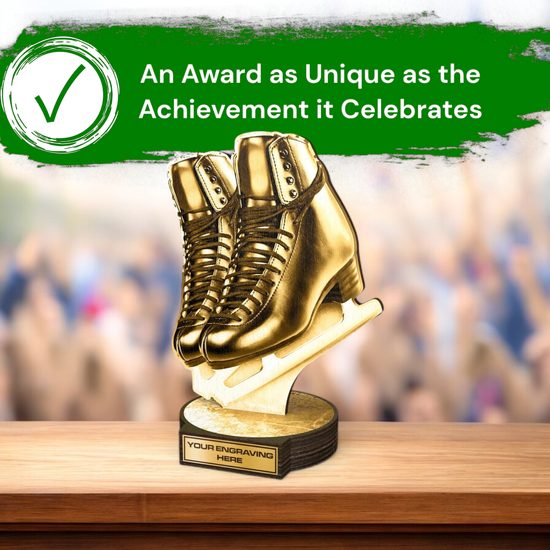 Grove Classic Black Ice Skating Boot Real Wood Trophy