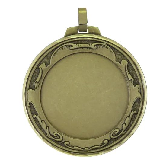 Scroll Logo Insert Diamond Edged Bronze Brass Medal