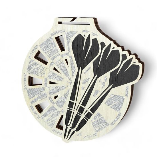 Acacia Darts Silver Eco Friendly Wooden Medal