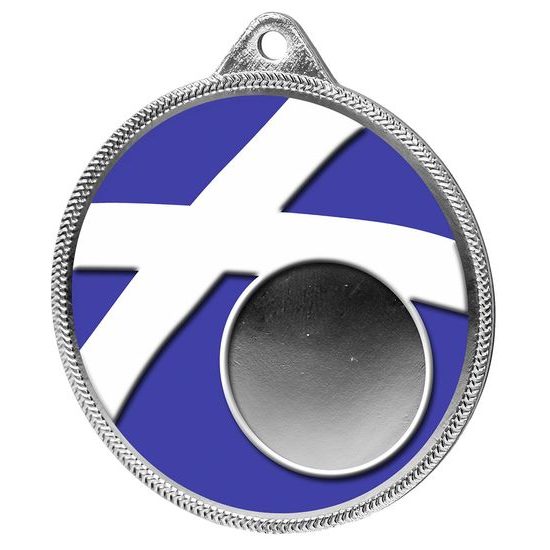 Scotland Flag Logo Insert Silver 3D Printed Medal