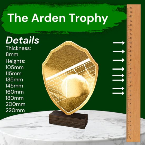 Arden Classic Tennis Real Wood Shield Trophy