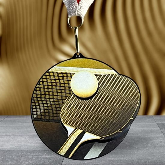 Rincon Classic Table Tennis Black Acrylic Medal