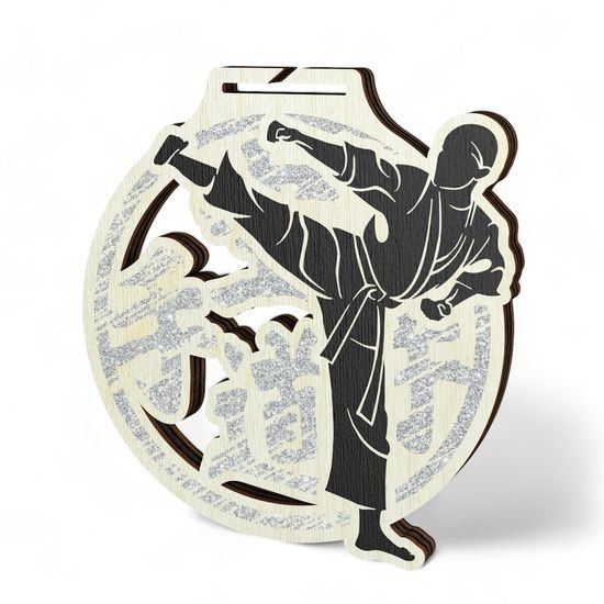 Acacia Martial Arts Silver Eco Friendly Wooden Medal