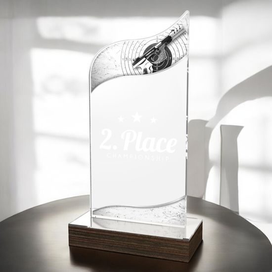 United Pistol Shooting Acrylic Wood Fusion Trophy