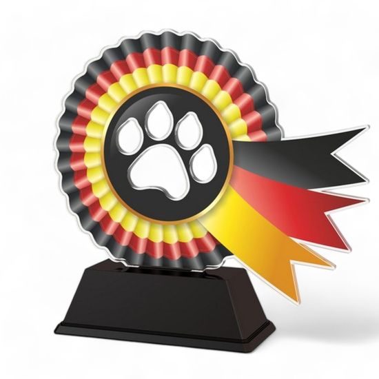 Marley Paw Print Red/Black/Yellow Rosette Award