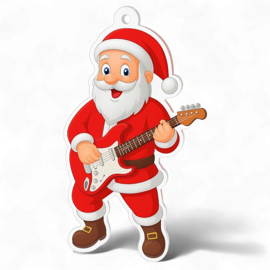 Jolly Father Christmas Electric Guitar Medal