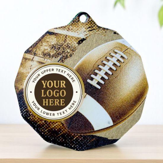 Dodeca American Football Stainless Steel Logo Insert Medal
