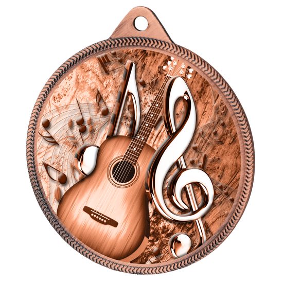 Acoustic Guitar Classic Texture 3D Print Bronze Medal
