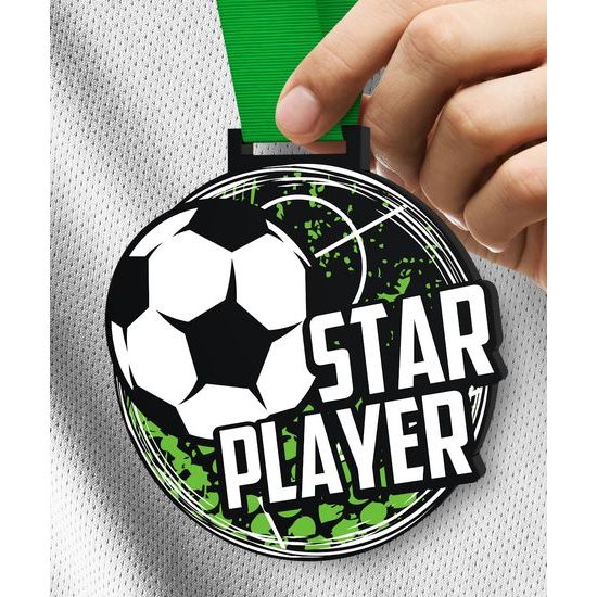 Giant Star Player Black Acrylic Football Medal