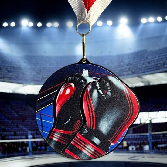 Rincon Colour Boxing Black Acrylic Medal