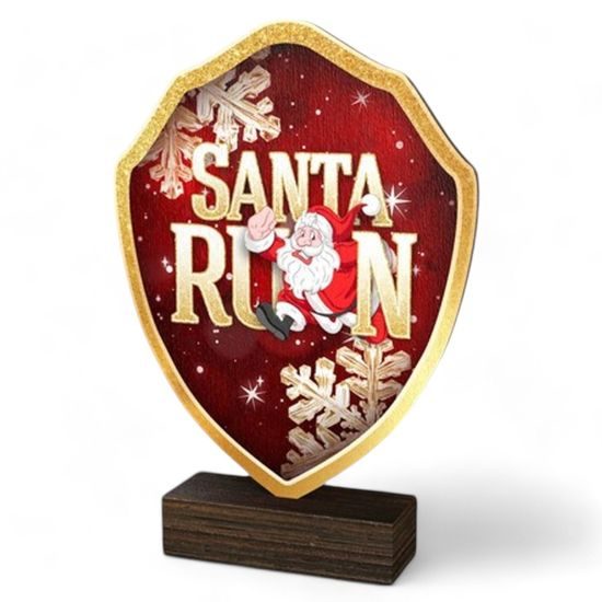 Arden Dasher Santa Run Real Wood Shield Trophy