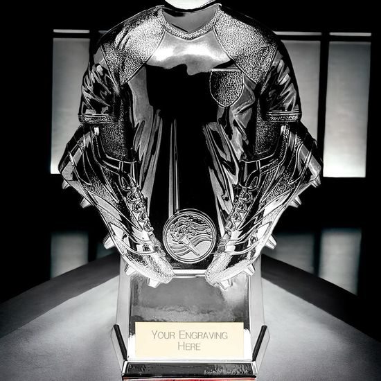 Krol Heavyweight Silver Football Trophy (FREE CLUB LOGO)