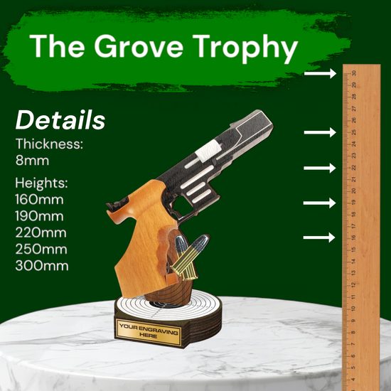 Grove Pistol Shooting Real Wood Trophy