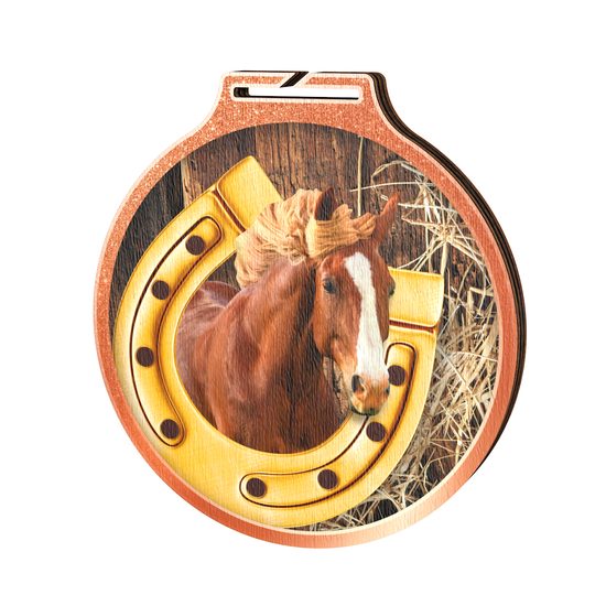 Habitat Horseshoe Equestrian Bronze Eco Friendly Wooden Medal