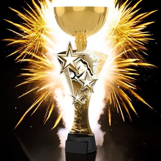 Triple Star Classic Martial Arts Fist Gold Trophy Cup