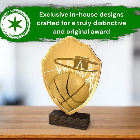 Arden Classic Basketball Real Wood Shield Trophy